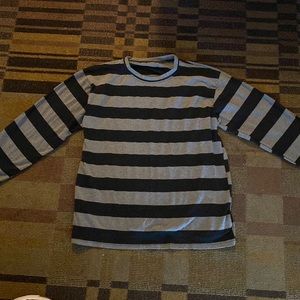 Black and Gray stripped long-sleeve shirt